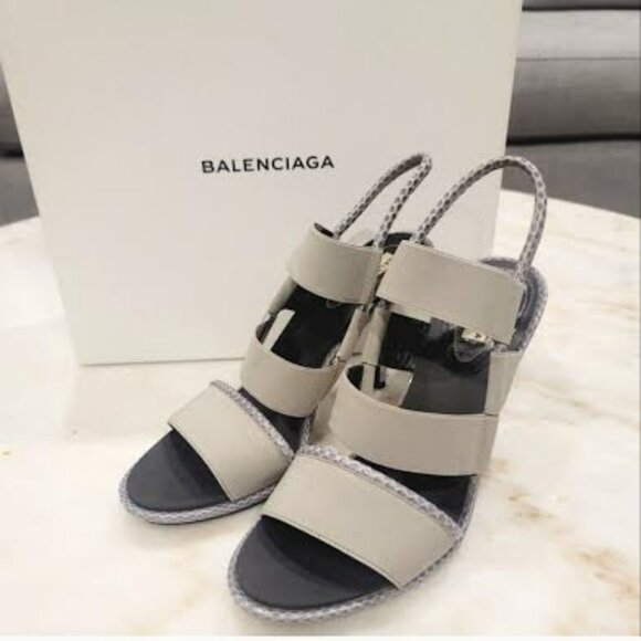Balenciaga Elastic Grey Heel Sandal - Picture 1 of 7